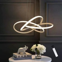 Led Lampe Suspension Plafonnier led pour salle à manger Blanc 62 cm Anneaux Lustre Salon 68 w
