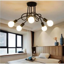 Luminaire Plafonnier Edison 5 Têtes Metal Fer Industriel Creative Noir , Lampe de suspension