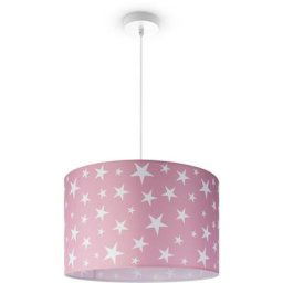 Plafonnier Chambre Enfant Suspension Bébé Abat-Jour Tissu Rond Étoiles Lampe à suspension - Blanc,