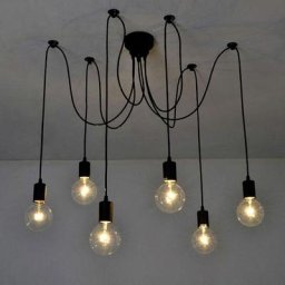 Lustre Suspension Araignee E27 Douille Rétro Industriel abat-jour Noir, diy Ajustable Longueur avec