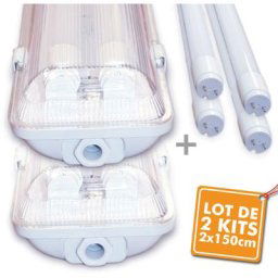 Lot de 2 boîtiers 150 cm + 4 tubes 150 cm (réglette pour garage, cave...) Température de Couleur: