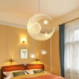 Lustre Suspension Plafonnier Led Lampe , Lune Étoile Fée Creative Chambre Lampe Suspendue pour