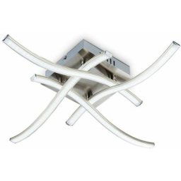 B.k.licht - Plafonnier led design 4 led lustre plafond moderne éclairage salon nickel-mate