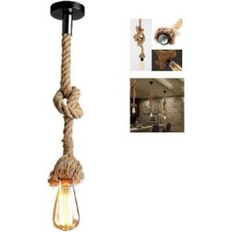 Stoex - Lustre suspension en corde de chanvre E27 douilles style industriel rétro pour salon salle