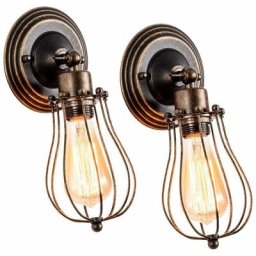 Lot de 2 Applique Murale Industrielle Métal Fer Luminaire Vintage Retro pour Maison de Champagne