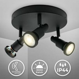 Plafonnier led orientable 3 spots i 3 ampoules 5W 400lm GU10 incl. i IP44 i Plafonnier lampe salle