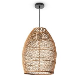 Paco Home - Suspension Salon Boho Lampes En Osier Rotin Lampe Suspendue Nature (Ø30cm), Lampe à