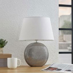 Lindby - Lampe à poser 'Florentino' en textile pour salon & salle à manger - blanc, argenté
