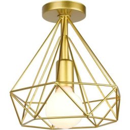 Plafonnier industrielle Retro 25cm en forme Diamant Or , Suspension Luminaire pour Salle à