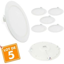 Eclairage Design - Lot de 5 Spots Encastrables led Extra-Plat 18W Température de Couleur: Blanc