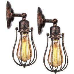 Lot de 2 Applique Murale Industrielle Métal Fer E27 Luminaire Vintage Retro pour Maison de