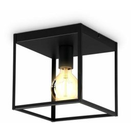B.K.Licht plafonnier cage métal noir, pour ampoule E27 de max 60W, ampoule non incluse, éclairage