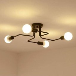 Moderne Plafonnier Lustres Luminaire Industriel en Metal, 4 Lampes E27 led Lumière Plafond, Moderne