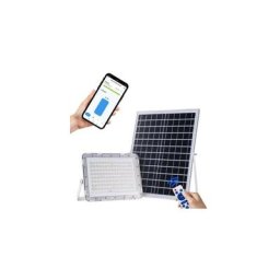 Silamp - Projecteur Solaire led Connecté 20W IP65 (Panneau Solaire + Télécommande Inclus) - Blanc