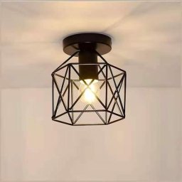 Stoex - Plafonnier Industrielle Retro en Métal Cube Fer Noir, Suspension luminaire pour Salon