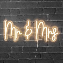 Neon led Mr & Mrs 50CM - Neon Mural Blanc Chaud sur Secteur - Lampe Neon Enseigne avec Interrupteur
