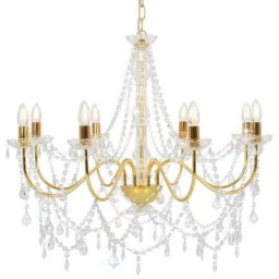 Lustre avec perles Doré 8 ampoules E14 Vidaxl Doré