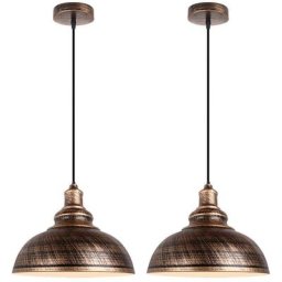 Lot de 2 Lustre Suspension Industriel Vintages Abat-jour Ø29cm E27 Luminaire en Fer Métal Câble