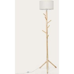 Lampadaire Trépied avec Portemanteau-H 180cm - E27-Bois de pin + fer + tissu - Goplus