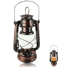 Lampe-Tempête à led Effet Flamme Vacillante - Bronze