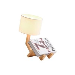 Lampe à poser,Lampe de chevet robotisée, abat-jour en tissu assorti au corps en bois massif