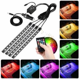Clairage intérieur de Voiture, 4pcs 48 led Multicolores de Bande de led de Voiture led Kit
