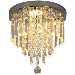 Plafonnier moderne à led en cristal, montage affleurant, lustre rond, chambre à coucher, salon,