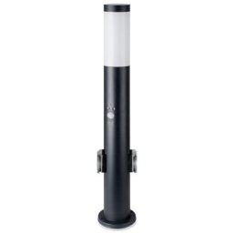 V-TAC Lampadaire de Jardin LED 60cm avec Douille et E27 et 2 Prises Schuko et Détecteur de