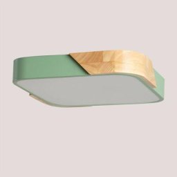 Plafonnier led carré en Bois et Métal Eilish Sklum Céladon - Céladon