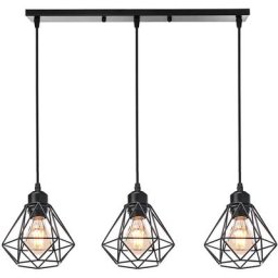 Suspension Industrielle Vintage IDEGU - Lustre Plafonnier Métal Noir Ø36cm E27