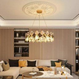 Lustre Salon Cristal Moderne Suspendu - Luminaire Plafonnier LED avec Lampes pour Salle à Manger