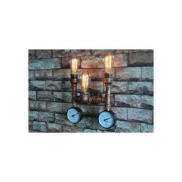 Applique Murale Vintage de 3 Lumières Lustre Tuyau Robinet Finition de Fer pour bar salon et