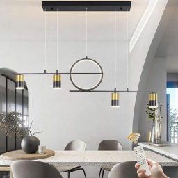 Lustre de table à manger , Lustre suspendu linéaire à intensité variable avec télécommande, Lustre