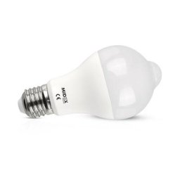 Ampoule led E27 12W Bulb + Détecteur de mouvement crépusculaire ir blanc-chaud-3000k - non-dimmable