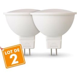 Eclairage Design - Lot de 2 Ampoules Spots led GU5.3 MR16 5W Eq 40W Température de Couleur: Blanc