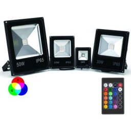 Projecteur led Couleur rgb Intérieur/Extérieur Extra Plat Avec Télécommande - 10W, 20W, 30W, 50W,