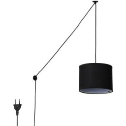 Barcelona Led - Suspension avec câble et abat-jour en tissu kim. Noir - Noir