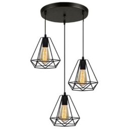 Dyhf - Lustre Suspension forme Diamant Disque 3 Lumires Abat-jour 20.5cm E27 pour salon cuisine