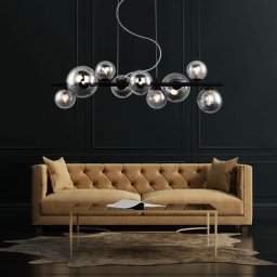Lampe suspension boule verre suspension table à manger lampe de salon noire suspension moderne, 9
