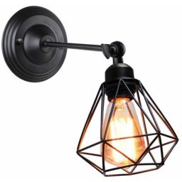 Applique Mural Industrielle Design forme Cage Diamant Ajustable Lampe de Plafond Métal Luminaire