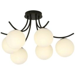 Emibig Lighting - Emibig boston Plafonnier Globe Noir à Bras Multiples avec Abat-Jour en Verre
