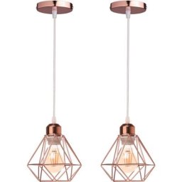 Lot de 2 Lustre Suspension Industriel en Métal Stoex Luminaire Style Vintage Design forme Cage