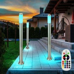 3x rgb led lampadaires extérieurs télécommande Prises de jardin en acier inoxydable éclairage de