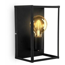 Plafonnier cage métal noir, lampe murale pour ampoule E27 de max 60W, ampoule non incluse,