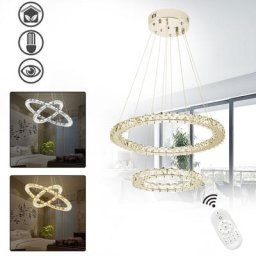Suspension 48W Dimmable Lustre de Cristal led Suspension led Luminaire de Salle à manger Eclairage