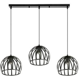 Dyhf - lustre supsnesion Industrielle 3 Lumières Lampe de Barre Vintage Métal Corde Ajustable Noir