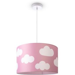 Plafonnier Chambre Enfant Suspension Bébé Abat-Jour Tissu Rond Étoiles Lampe à suspension - Blanc,