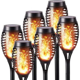 Lot de 6 Lumières Flamme Solaire Extérieure - Lampe Solaire Flamme Vacillante Etanche Lampe Torche