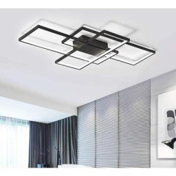Plafonnier led, Plafonnier Moderne 75W, Éclairage de Plafond Lustre led Noir Acrylique Aluminium 3