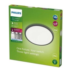Philips - Plafonnier led superslim - 15W - 4000 Kelvin - IP54 - Noir
